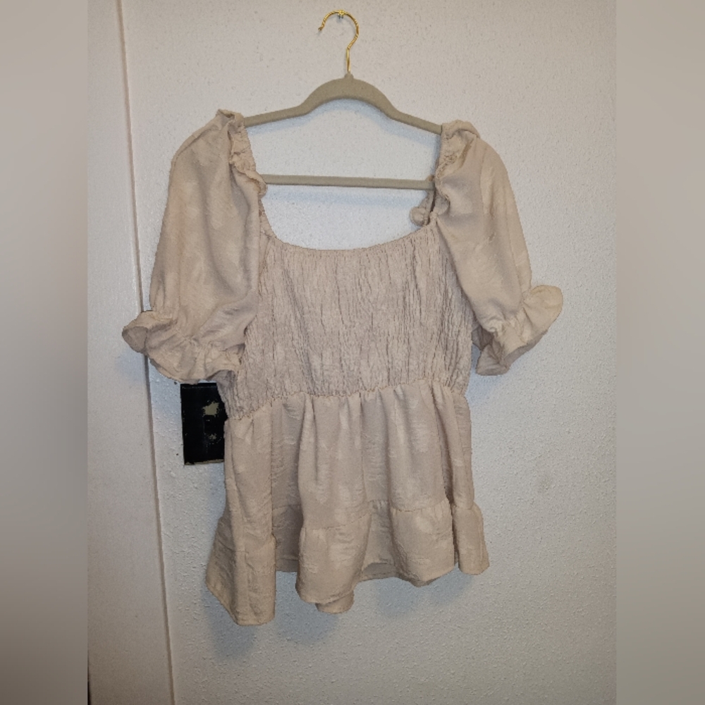 EUC Cream Floral Babydoll Top XL